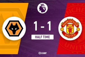 半场-曼联1-1狼队 B费“连滚带爬”破门达洛特失单刀贝莱加德扳平